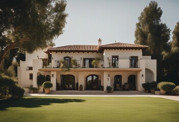Modern Elegant Spanish style House Hacienda with lawn