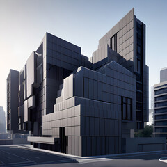 Modern stylish minimalistic architecture of beautiful buildings,Generative AI