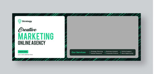 Corporate facebook cover web banner, Digital marketing agency social media banner template