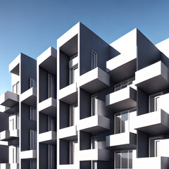 Modern stylish minimalistic architecture of beautiful buildings,Generative AI