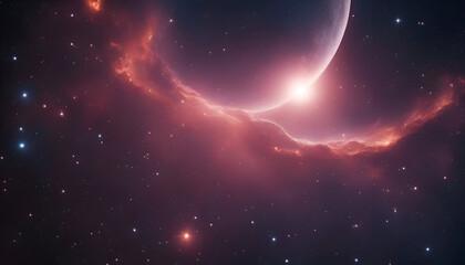 Night sky with full moon and stars. Space background. 3D rendering