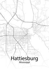 Fototapeta na wymiar Hattiesburg Mississippi minimalist map