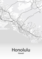 Honolulu Hawaii minimalist map
