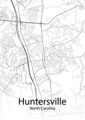 Fototapeta na wymiar Huntersville North Carolina minimalist map