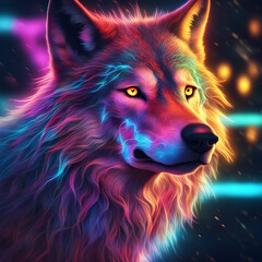 Naklejka premium A colorful portrait of a wolf