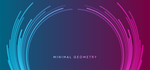 Glow neon blue purple minimal curved lines abstract tech background. Geometric vector design