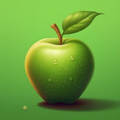 Zielone jabłko - Ilustacja 3D - obrazy, fototapety, plakaty