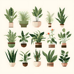 Fototapeta na wymiar collection of different green house plants.