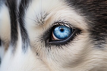 Close-up of a Husky&rsquo;s face, showcasing its heterochromatic eyes