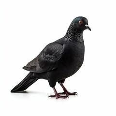 Obraz premium Black Dove Isolated on White Background. Generative ai