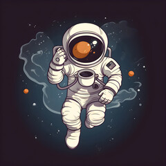 Astronaut flying in space. Vector illustration of astronaut in space.