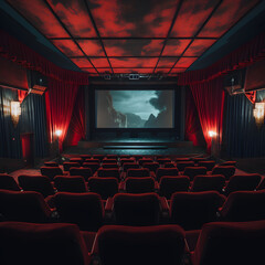 Fototapeta premium an empty auditorium in a theater or cinema, rows of chairs without people.
