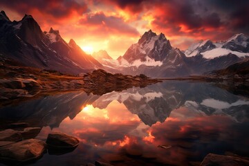 Breathtaking sunrise over majestic mountains