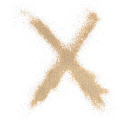 Sand alphabet letter X, symbol isolated on white, clipping path
