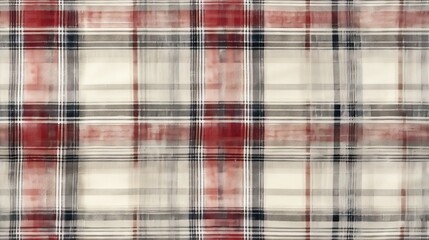 Fototapeta premium a red and white plaid fabric with a black and white stripe on the bottom of the checkerboard pattern.
