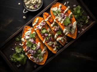 sweet potatoes on board with gyros