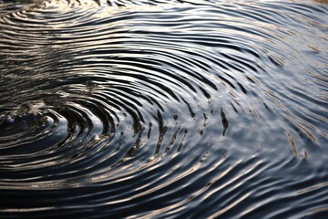 Close-up of water ripples converging in a pond, showcasing intricate wave patterns