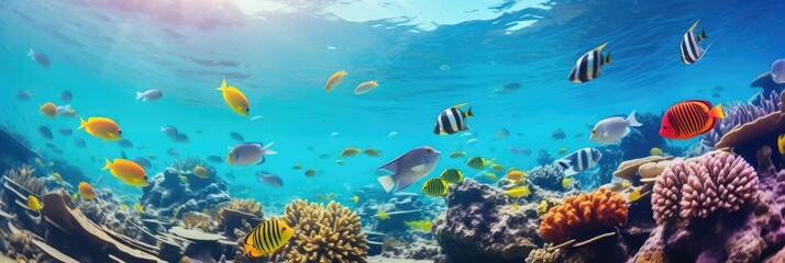 Fototapeta na wymiar Colorful underwater world with a big variety of Sealife in tropical ocean