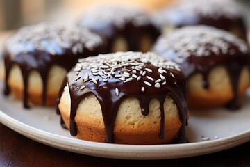 Chocolate-dipped vanilla muffin tops