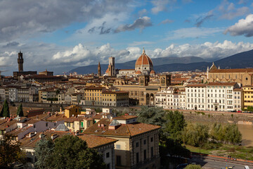 Fototapeta premium Photo with the panorama of the medieval city of Florence in the region of Tuscany, Italy