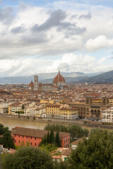 Fototapeta na wymiar Photo with the panorama of the medieval city of Florence in the region of Tuscany, Italy