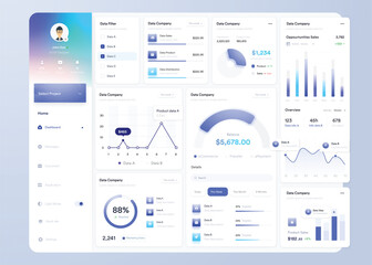 UI UX Infographic dashboard. UI design with graphs, charts and diagrams. Web interface template