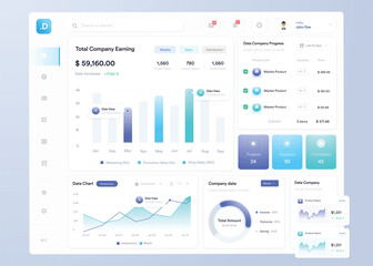 UI UX Infographic dashboard. UI design with graphs, charts and diagrams. Web interface template - obrazy, fototapety, plakaty