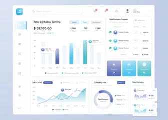 Fotobehang UI UX Infographic dashboard. UI design with graphs, charts and diagrams. Web interface template © Creativecreator