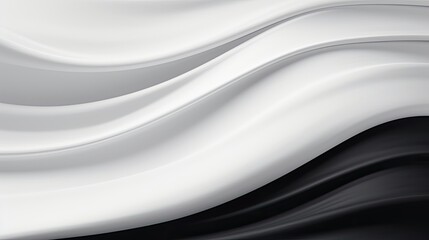 The beautiful silky black and white wavy fabric halved. Smooth elegant silk with folds in full screen. Delicate cloth. Abstract background. Illustration for banner, cover, brochure or presentation.