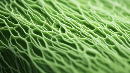 Green texture of porous material. Chaotic weave of organic fibers. Macrostructural design. Illustration for banner, poster, cover, brochure or presentation.