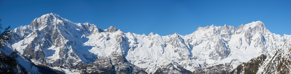 Italian alp Monte Bianco chain - obrazy, fototapety, plakaty