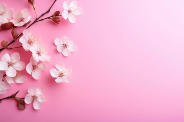 Naklejka na ściany i meble Pink flower background. Spring seasonal concept.