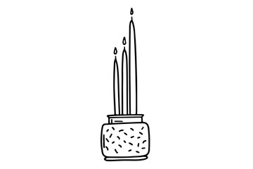 Burning candle in doodle style