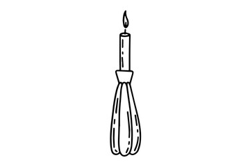 Burning candle in doodle style