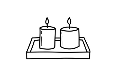 Burning candle in doodle style