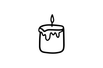 Burning candle in doodle style
