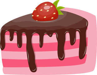 Slice of strawberry cake illustration 