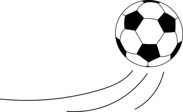 Soccer ball in flight with copy space for text. Sport background vector illustration