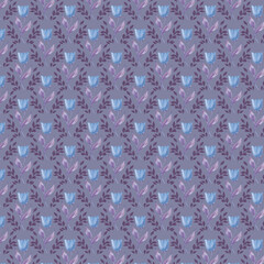 Drawing of tulips on a lilac background.