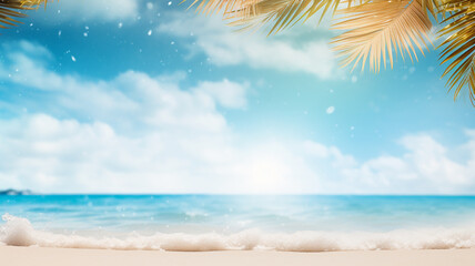 beautiful wallpaper sea view with palm trees and sun and sand