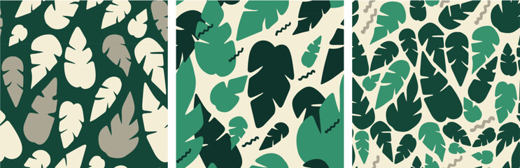 Vector illustration. Seamless pattern of plant leaves. Print for fabric and wallpaper.