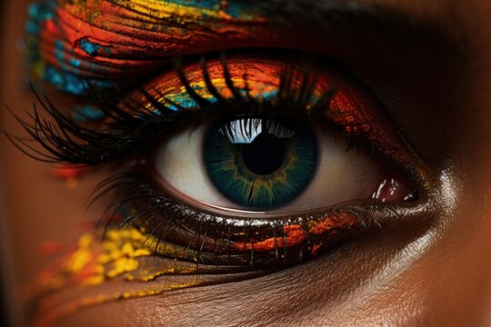 Multi-cultural eye close-ups expressing deep emotions in vivid elemental hues 