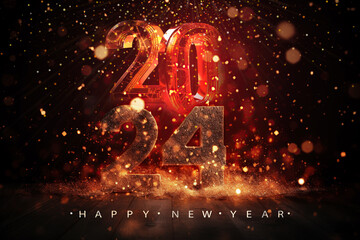 Happy New Year 2024 text effect banner design - obrazy, fototapety, plakaty