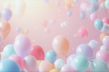 Birthday Party Background with Glitter and Balloons Gift Card Anniversary Invitation Celebration