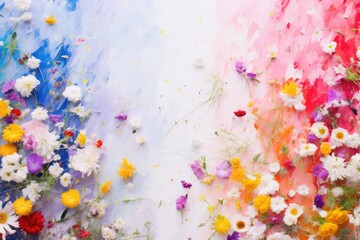 Colorful wild flower background in Spring. Spring seasonal concept.