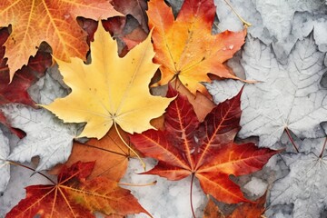 Close-up view of colorful Autumn tree leaves background. Autumn seasonal concept.