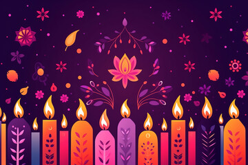 Fototapeta na wymiar diwali festival of light candles. Colourful illustration