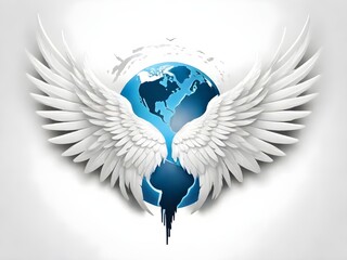 wings in world shape style with solid white background