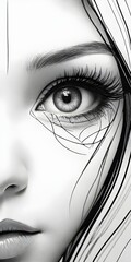 beautiful girl eye line art aesthetic girls eyes