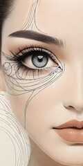 beautiful girl eye line art aesthetic girls eyes